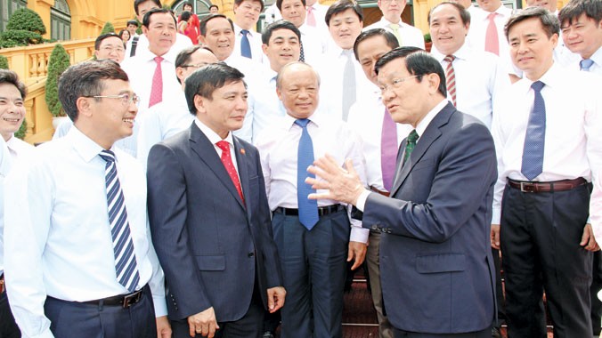 Chủ tịch nước Trương Tấn Sang gặp mặt lãnh đạo Ðảng ủy Khối Doanh nghiệp Trung ương và các Ðảng ủy trực thuộc.