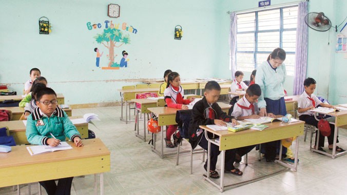 Khối lớp bốn của trường tiểu học Nguyễn Văn Thoại (phường Phước Mỹ, quận Sơn Trà, Đà Nẵng) chỉ có 11 học sinh. Ảnh: Thanh Trần.