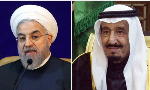 Tổng thống Iran Hassan Rouhani (trái) và Vua Salman của Ảrập Xêút. 
