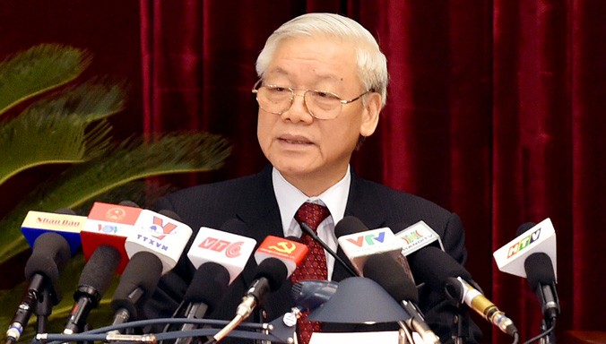 Đồng chí Nguyễn Phú Trọng, Tổng Bí thư BCH T.Ư Đảng chủ trì, phát biểu khai mạc hội nghị.