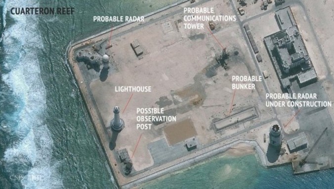 Các trạm radar Trung Quốc xây dựng trái phép trên đá Châu Viên.