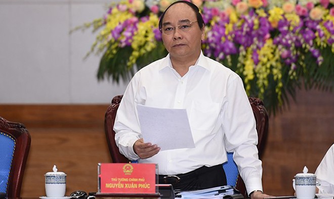 Thủ tướng Nguyễn Xuân Phúc phát biểu chỉ đạo tại phiên họp Chính phủ thường kỳ tháng 4/2016. Ảnh: Quang Hiếu.