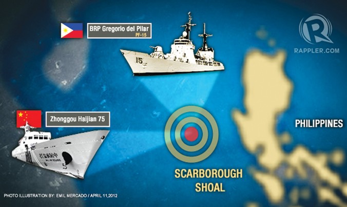 Trung Quốc đã giành quyền kiểm soát bãi cạn Scarborough từ tay Philippines. Ảnh: Rappler.