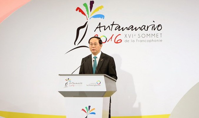 Chủ tịch nước Trần Đại Quang phát biểu tại Hội nghị Cấp cao Pháp ngữ lần thứ 16.