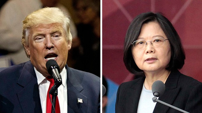Tổng thống đắc cử Mỹ Donald Trump và lãnh đạo Đài Loan Thái Anh Văn. Ảnh: CBS.