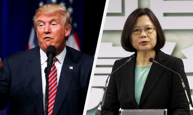 Tổng thống đắc cử Mỹ Donald Trump và lãnh đạo Đài Loan Thái Anh Văn. Ảnh: CBS News.