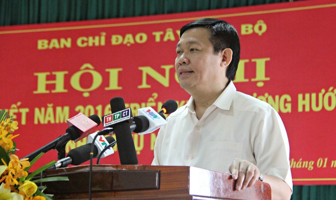 Phó thủ tướng Vương Đình Huệ phát biểu chỉ đạo tại Hội nghị Ban chỉ đạo Tây Nam bộ ngày 8/1. Ảnh: Cảnh Kỳ.