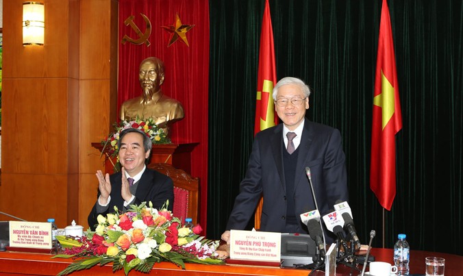 Tổng Bí thư Nguyễn Phú Trọng phát biểu tại buổi làm việc với Ban Kinh tế Trung ương. Ảnh: TTXVN.