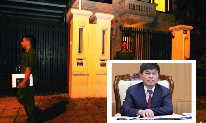 Cơ quan CSĐT - Bộ Công an khám xét nhà ông Nguyễn Xuân Sơn (ảnh nhỏ) tại khu đô thị Ciputra, quận Tây Hồ, Hà Nội.