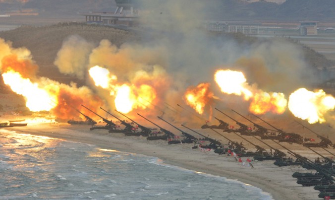 Pháo binh Triều Tiên tập trận. Ảnh: KCNA.