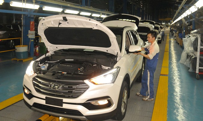 Dây chuyền sản xuất ô tô của Hyundai Thành Công tại nhà máy ở Ninh Bình. Ảnh: Tuấn Nguyễn.