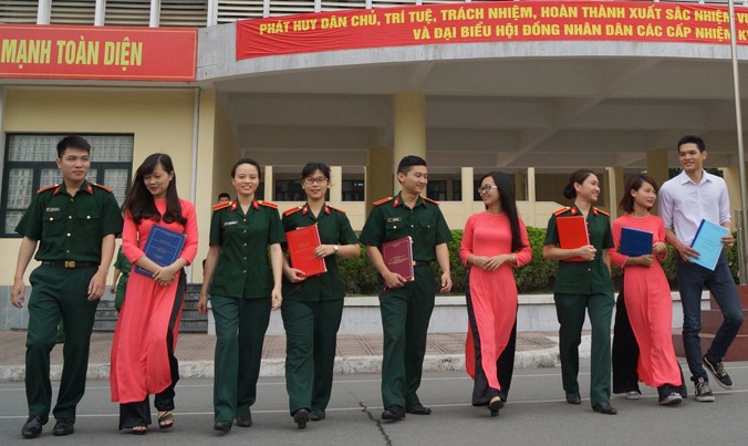 Học viên, sinh viên Học viện Kỹ thuật Quân sự - một trong những đơn vị luôn tích cực tham gia Giải thưởng TTST trong Quân đội. Ảnh: Nguyễn Minh.