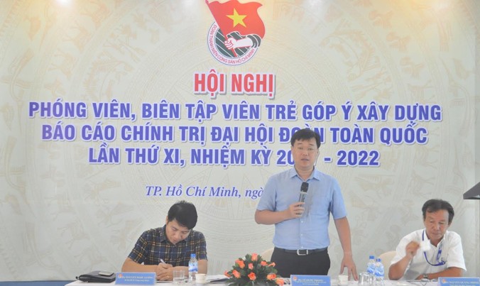 Anh Lê Quốc Phong, Bí thư thứ nhất BCH Trung ương Đoàn TNCS Hồ Chí Minh phát biểu chỉ đạo tại hội nghị. Ảnh: Việt Văn.