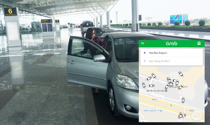 Xe “tàng hình” hoạt động trong khu vực cấm taxi ở sân bay Nội Bài. Ảnh: Trọng Đảng.