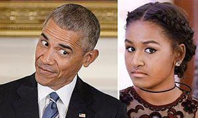 Ông Obama và cô con gái út Sasha.