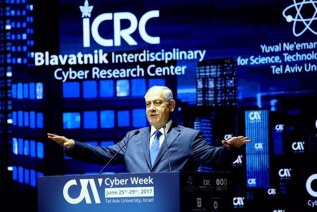 Thủ tướng Israel Benjamin Netanyahu phát biểu ngày 26/6 tại Cyber Week. Ảnh: Minh Trang