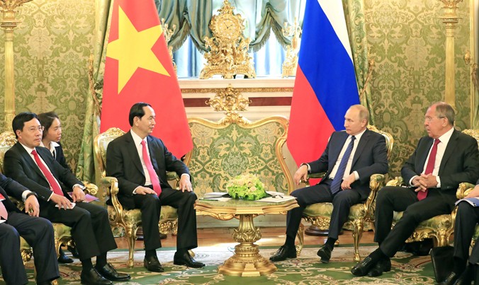 Chủ tịch nước Trần Đại Quang hội đàm với Tổng thống Vladimir Putin.