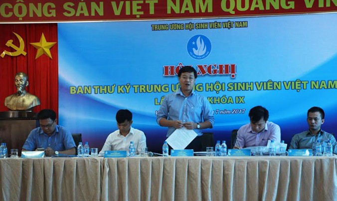 Anh Lê Quốc Phong, Bí thư thứ nhất T.Ư Đoàn, Chủ tịch Hội Sinh viên Việt Nam phát biểu kết luận tại hội nghị.