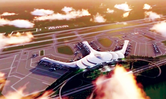 Mô hình Sân bay Long Thành hình hoa sen. Ảnh: Bảo An.