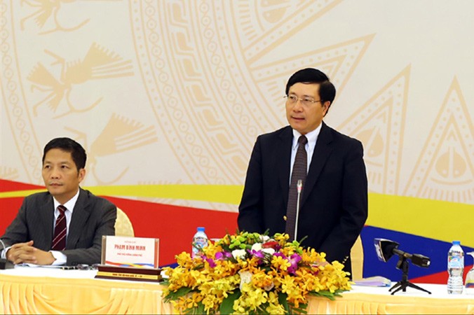Phó Thủ tướng, Bộ trưởng Ngoại giao Phạm Bình Minh phát biểu tại hội nghị. Ảnh: BNG.