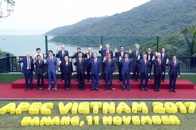 Chủ tịch nước Trần Đại Quang và các trưởng đoàn dự Hội nghị cấp cao APEC lần thứ 25 tại Đà Nẵng hồi tháng 11/2017. Ảnh: TTXVN.