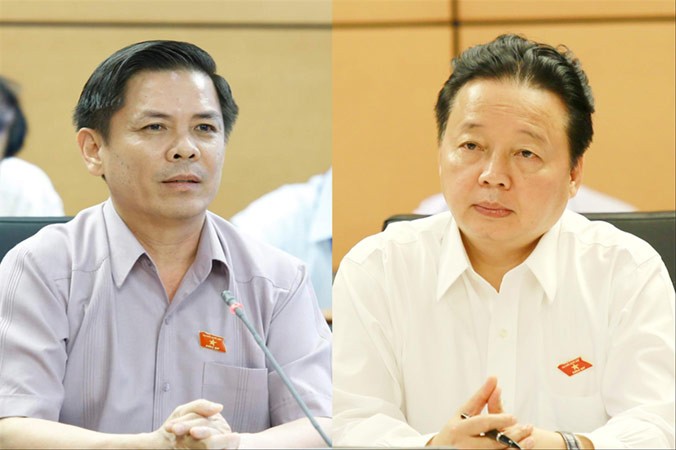 Bộ trưởng Bộ GTVT Nguyễn Văn Thể và Bộ trưởng Bộ TN&MT Trần Hồng Hà sẽ đăng đàn đầu tiên. Ảnh: Như Ý.