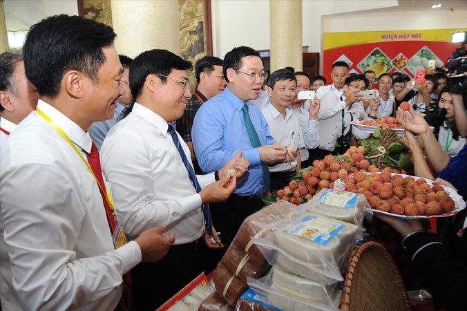 Phó Thủ tướng Vương Đình Huệ tại Diễn đàn kinh tế về tiêu thụ vải thiều và các sản phẩm nông sản chủ lực của Bắc Giang.