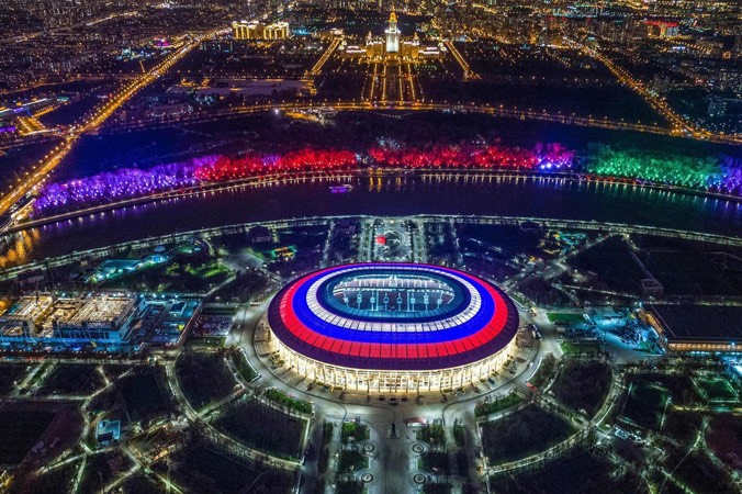Sân Luzhniki sẵn sàng cho đêm khai mạc World Cup.