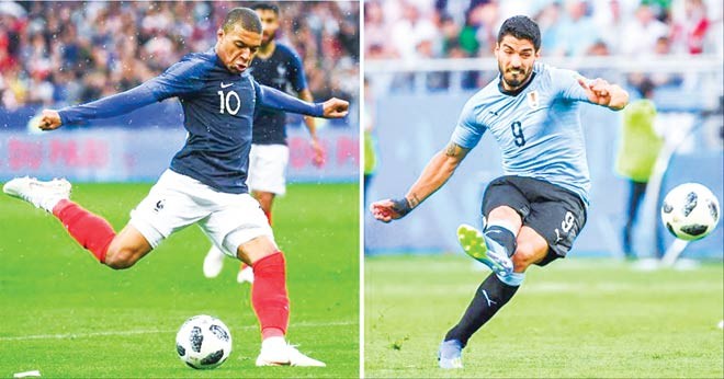 Trong trận Pháp gặp Uruguay, hai ngôi sao Kylian Mbappe và Luis Suarez được kỳ vọng sẽ tỏa sáng giúp đội nhà đi tiếp.