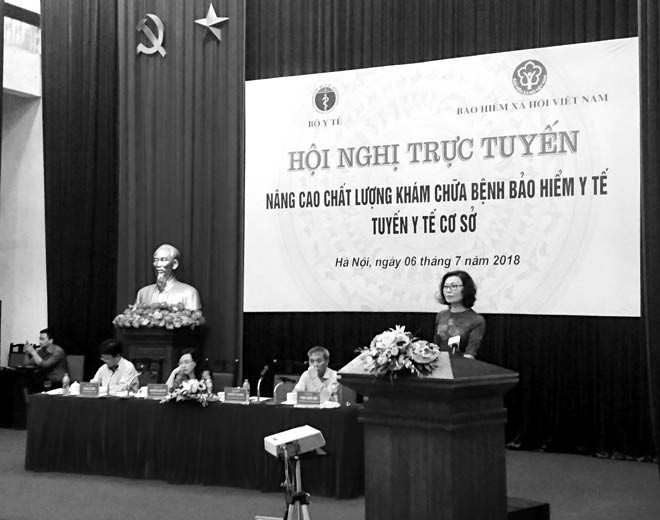 Tổng Giám đốc Bảo hiểm Xã hội Việt Nam Nguyễn Thị Minh phát biểu tại hội nghị. Ảnh: PT.