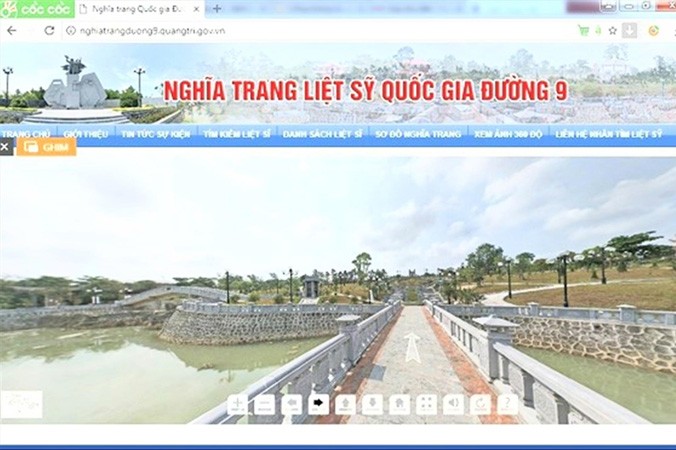 Giao diện Website Nghĩa trang LSQG Ðường 9 tại địa chỉ http://nghiatrangduong9.quangtri.gov.vn