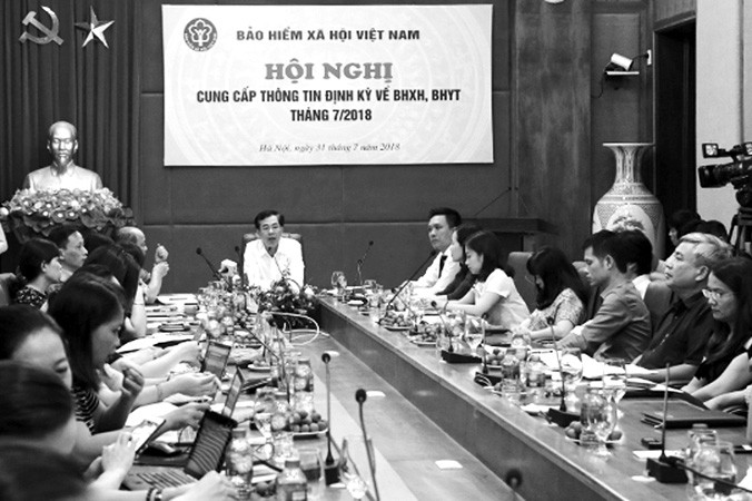 Phó Tổng Giám đốc BHXH Việt Nam Ðào Việt Ánh chủ trì hội nghị cung cấp thông tin hoạt động BHXH 7 tháng đầu năm. Ảnh: PT.