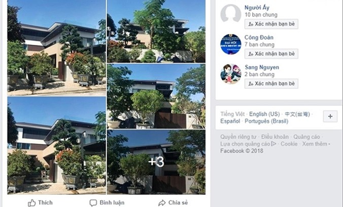 Hình ảnh biệt thự của Ðại tá Lê Văn Tam (Giám đốc Công an thành phố Ðà Nẵng) được đưa lên facebook vào tháng 4/2018 với nghi vấn liên quan Vũ “nhôm” gây xôn xao dư luận thời gian qua.