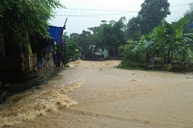 Mưa bão gây ngập ở Thanh Hóa.
