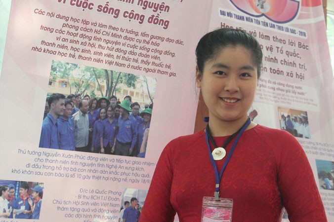 Nguyệt Minh tham dự Đại hội Thanh niên tiên tiến làm theo lời Bác toàn quốc năm 201. Ảnh: NGÔ TÙNG