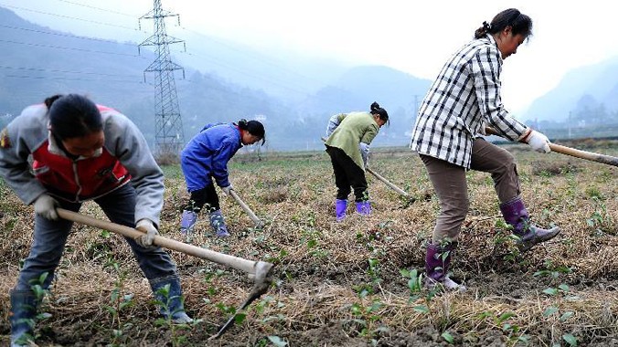 Phụ nữ nông thôn Trung Quốc chịu nhiều sức ép khi chồng đi xa dài ngày. Ảnh: China.org.cn; landesa.org