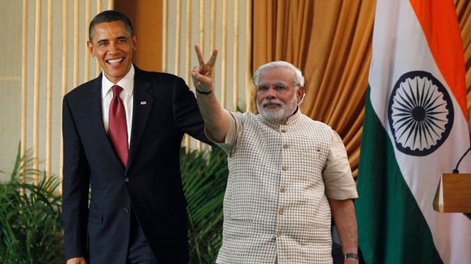 Tổng thống Mỹ Barack Obama và Thủ tướng Ấn Độ Narendra Modi. Ảnh: Getty Images