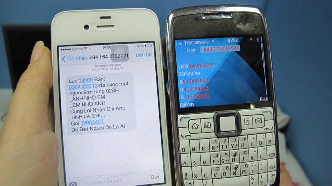 90% người dùng di dộng ở Việt Nam thường xuyên phải nhận những tin nhắn rác như thế này. Ảnh: Nguyễn Hoài