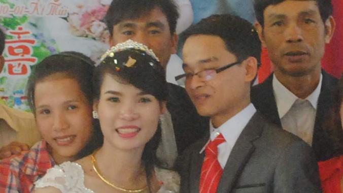 Tuấn và Hải Yến hạnh phúc trong đám cưới