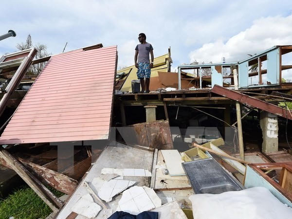 Nhiều ngôi nhà ở Vanuatu bị phá hủy sau cơn bão Pam. (Nguồn: AFP