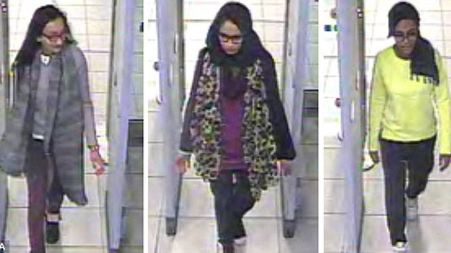 Ba thiếu nữ Anh được cho là đã sang Syria gia nhập IS. Ảnh: Daily Mail