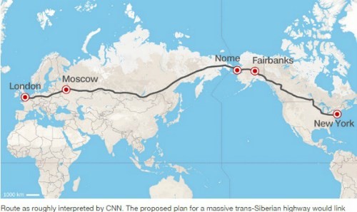 Tuyến đường dự kiến kết nối 3 châu lục trong dự án - Ảnh chụp màn hình CNN