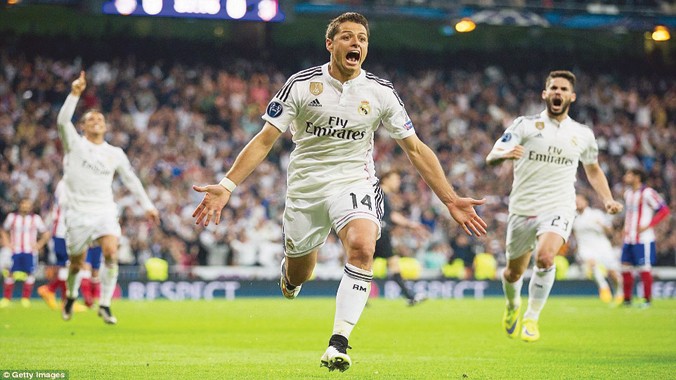 Javier Hernandez ăn mừng bàn thắng đưa Real Madrid vào bán kết. Ảnh: Getty Images