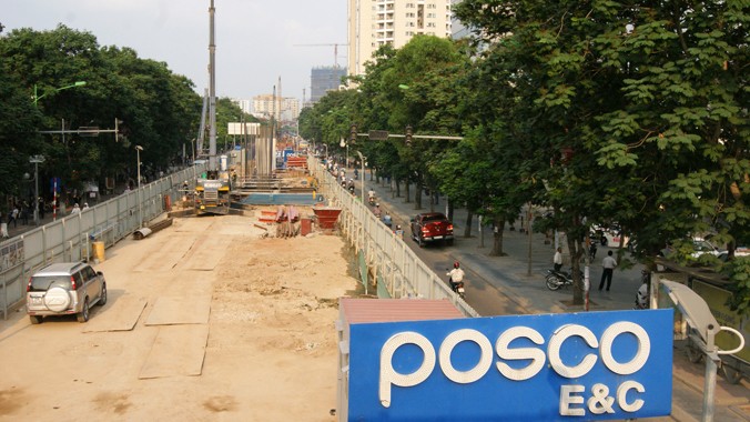 Nhà thầu Posco E&C thi công tuyến metro Nhổn - Ga Hà Nội đang bị điều tra về nghi vấn lập “quỹ đen” tại các dự án giao thông ở Việt Nam. Ảnh: L.H.V