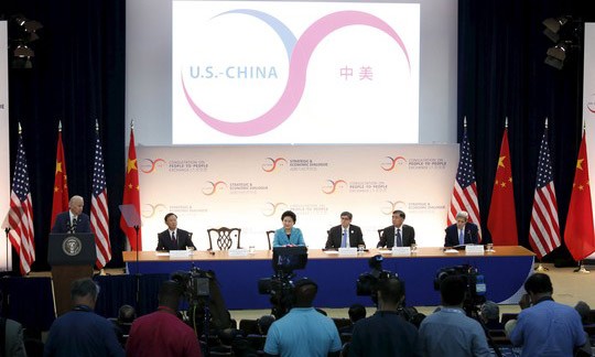 Phó Tổng thống Mỹ Joe Biden phát biểu tại phiên khai mạc Đối thoại Chiến lược và Kinh tế Mỹ - Trung ở Washington hôm 23/6 Ảnh: Reuters