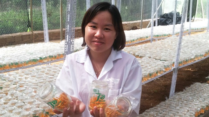Chị Nguyễn Thị Hồng, người bỏ ra gần 10 năm nghiên cứu và trở thành người đầu tiên tại Việt Nam nuôi trồng thành công đông trùng hạ thảo cordyceps militaris
