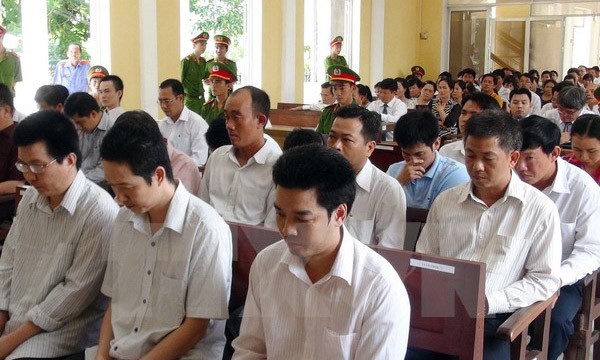 Các bị cáo tại phiên tòa. Ảnh: Vietnam+