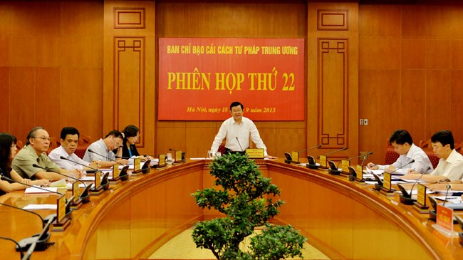 Chủ tịch nước Trương Tấn Sang, Trưởng Ban Chỉ đạo Cải cách tư pháp Trung ương, chủ trì Phiên họp lần thứ 22 Ban Chỉ đạo. Ảnh: Anh Tuấn