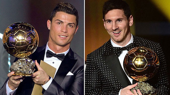 Ronaldo và Messi vẫn là những ứng viên sáng giá cho danh hiệu Quả bóng vàng FIFA 2015. Ảnh: Telegraph