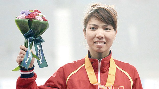 VĐV Bùi Thu Thảo hiện được xem là VĐV sáng giá nhất trong việc giành vé chính thức dự Olympic 2016 cho điền kinh Việt Nam. Ảnh: VSI